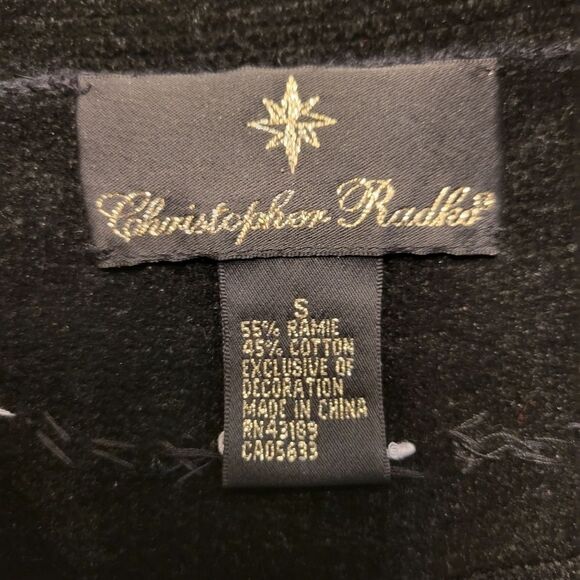 Christopher Radko Vintage Black Chenille Sweater With Beautiful Gems + Beading - Picture 8 of 10